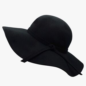 Bienvenu Women's Wide Brim Wool Ribbon Band Floppy Hat. Black. New with tags.